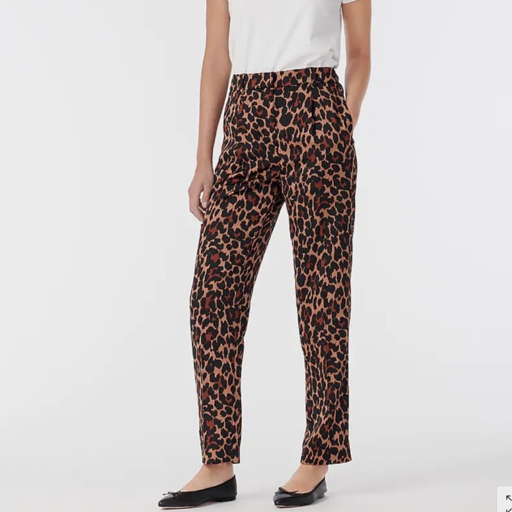 J. Crew Leopard Print Straight-Leg Pants in Brown and Black